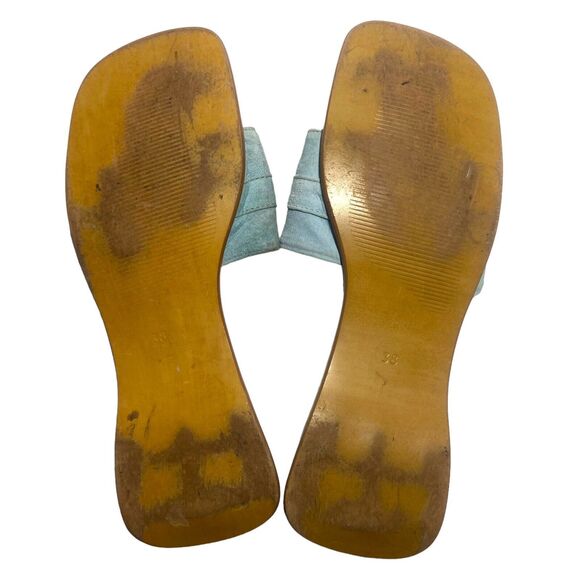 Amy Jo Gladstone Women's Flat Sandals Slides Light Blue Suede Size 7 38 Slip On - Picture 8 of 9